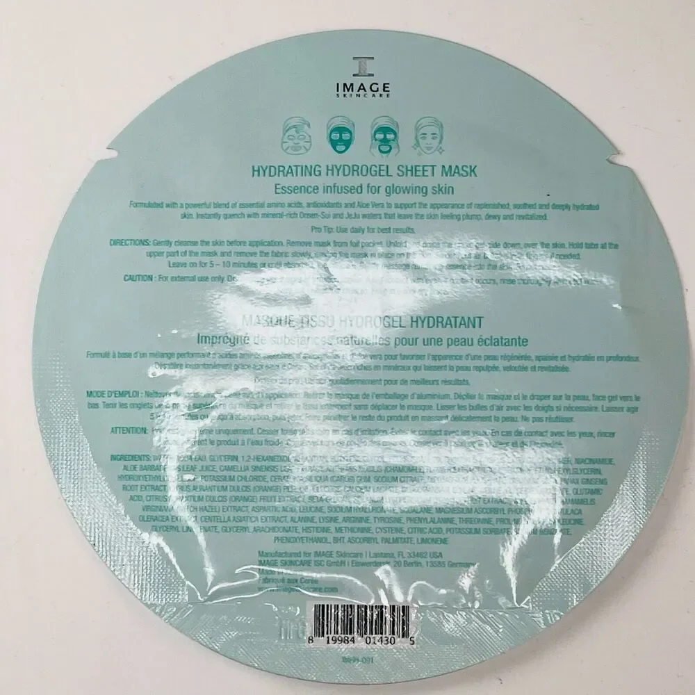 Image I Hydrating Hydrogel Sheet Mask Hyaluronic Acid Cooling Soothing New